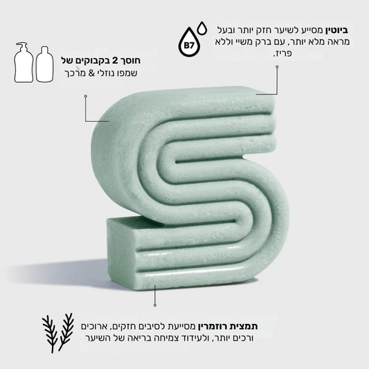 מארז שמפו ומרכך רוזמרין וביוטין לנפח וחיזוק השיער & סבון חמאת שיאה